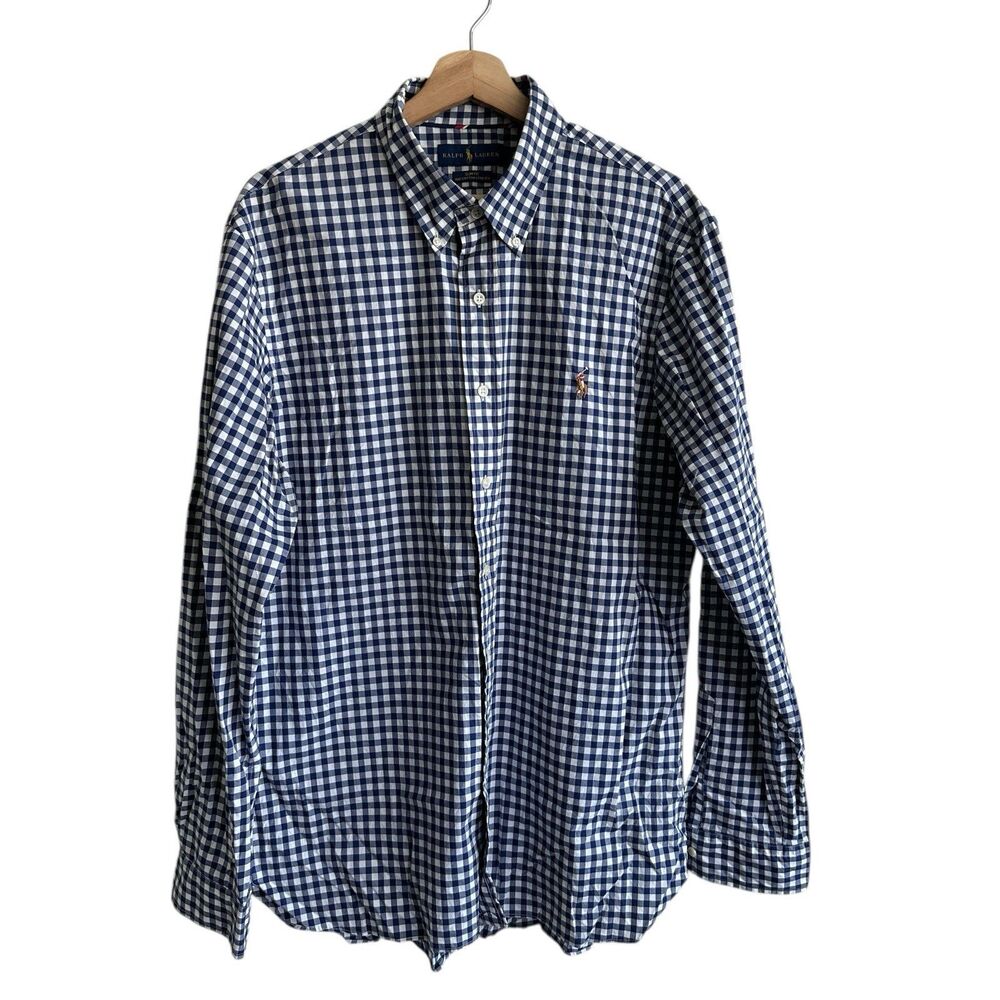 Ralph Lauren XLSlim Fit Cotton Stretch Gingham Check Button Down Classic Oxford